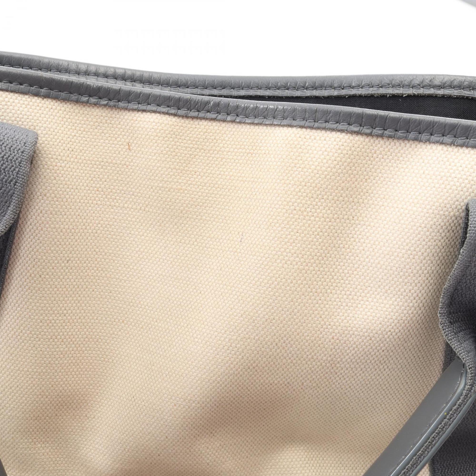 Balenciaga Gray Navy White Canvas Leather Handbag Tote