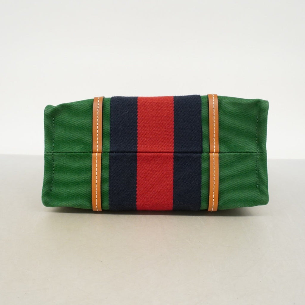 Gucci Brown Green Canvas Tote Bag (Pre-Owned)