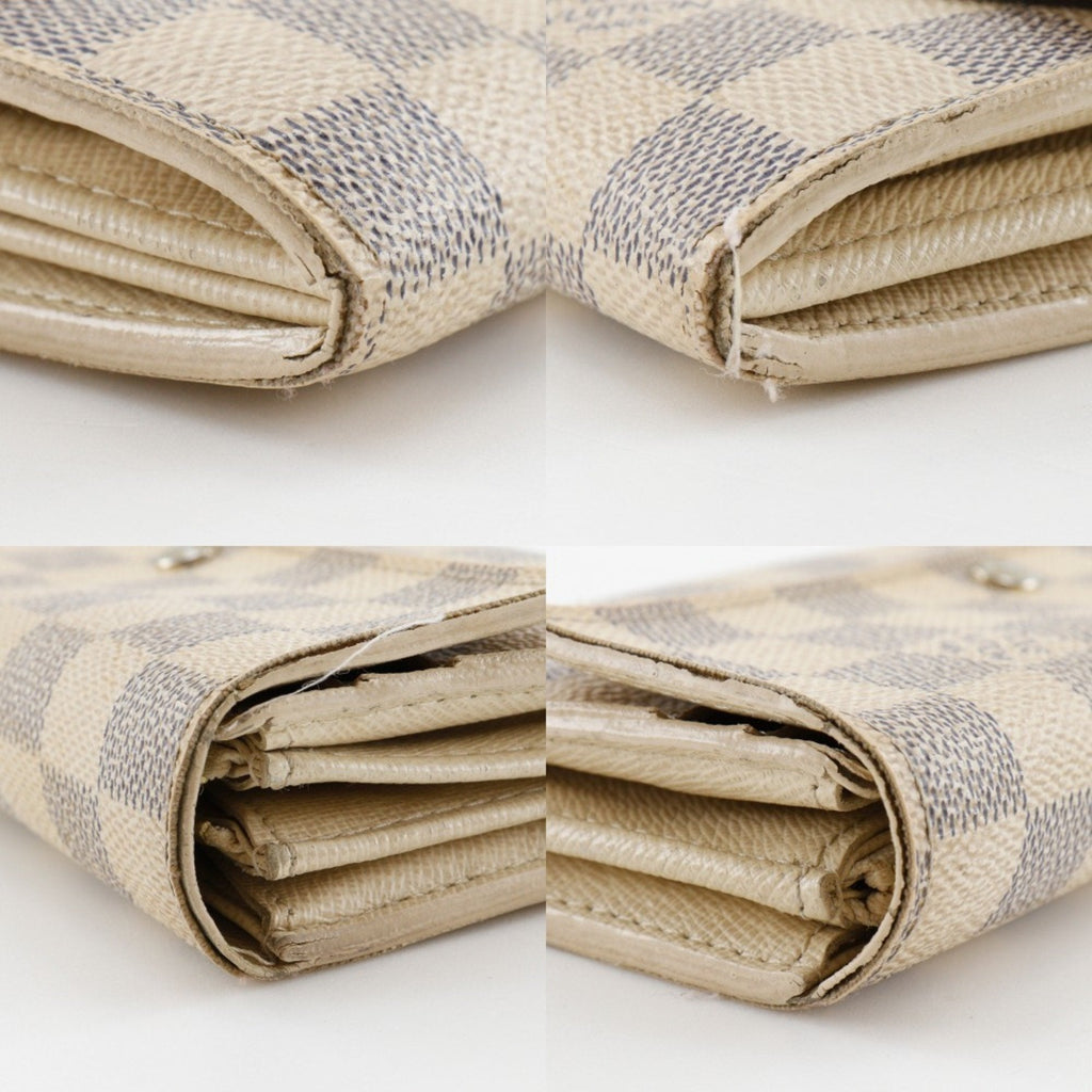 Louis Vuitton White Damier Azur Canvas Long Wallet (Tri-Fold)