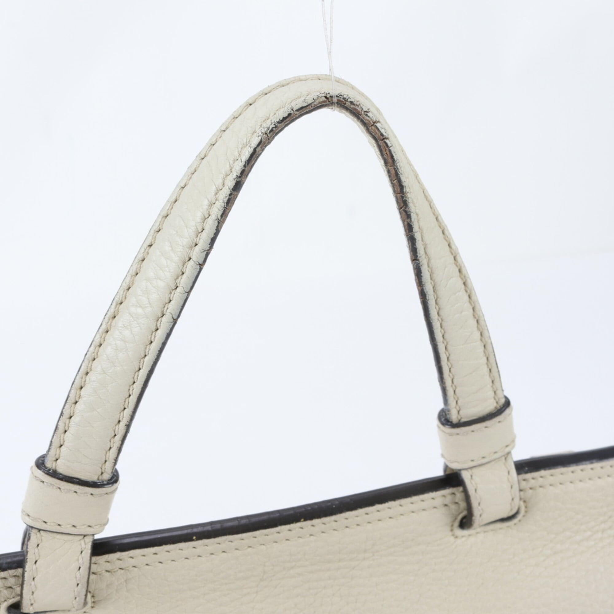 Gucci Bamboo White Leather Handbag Shoulder Bag (Pre-Owned)