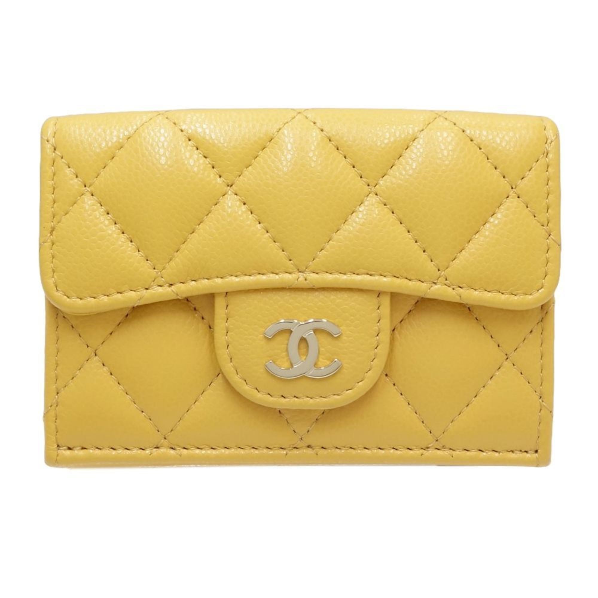 Chanel Yellow Grained Calfskin Wallet (Tri-Fold)