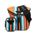 Prada Black Multi-Color Orange Canvas Leather Shoulder Bag