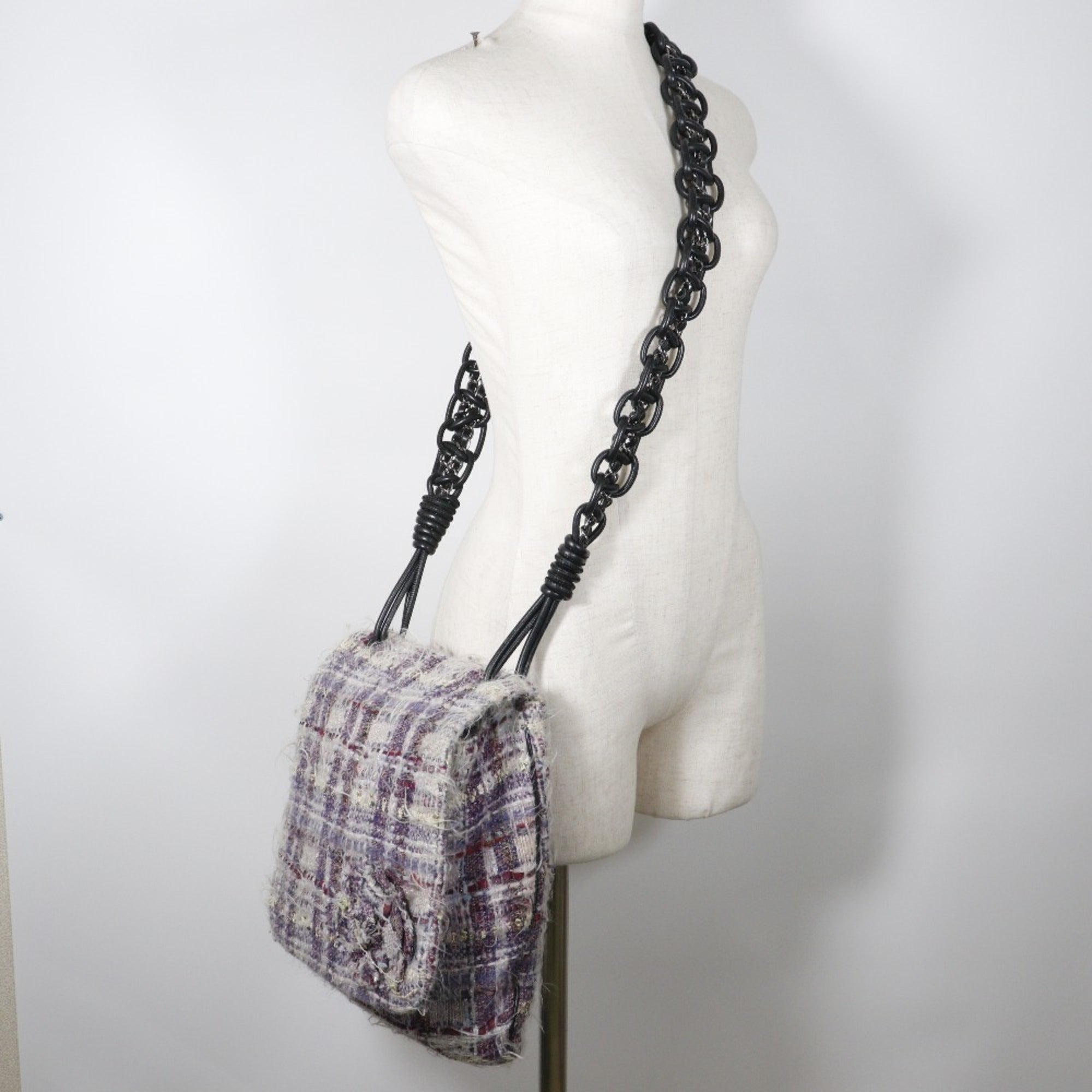 Chanel Purple Tweed Shoulder Bag