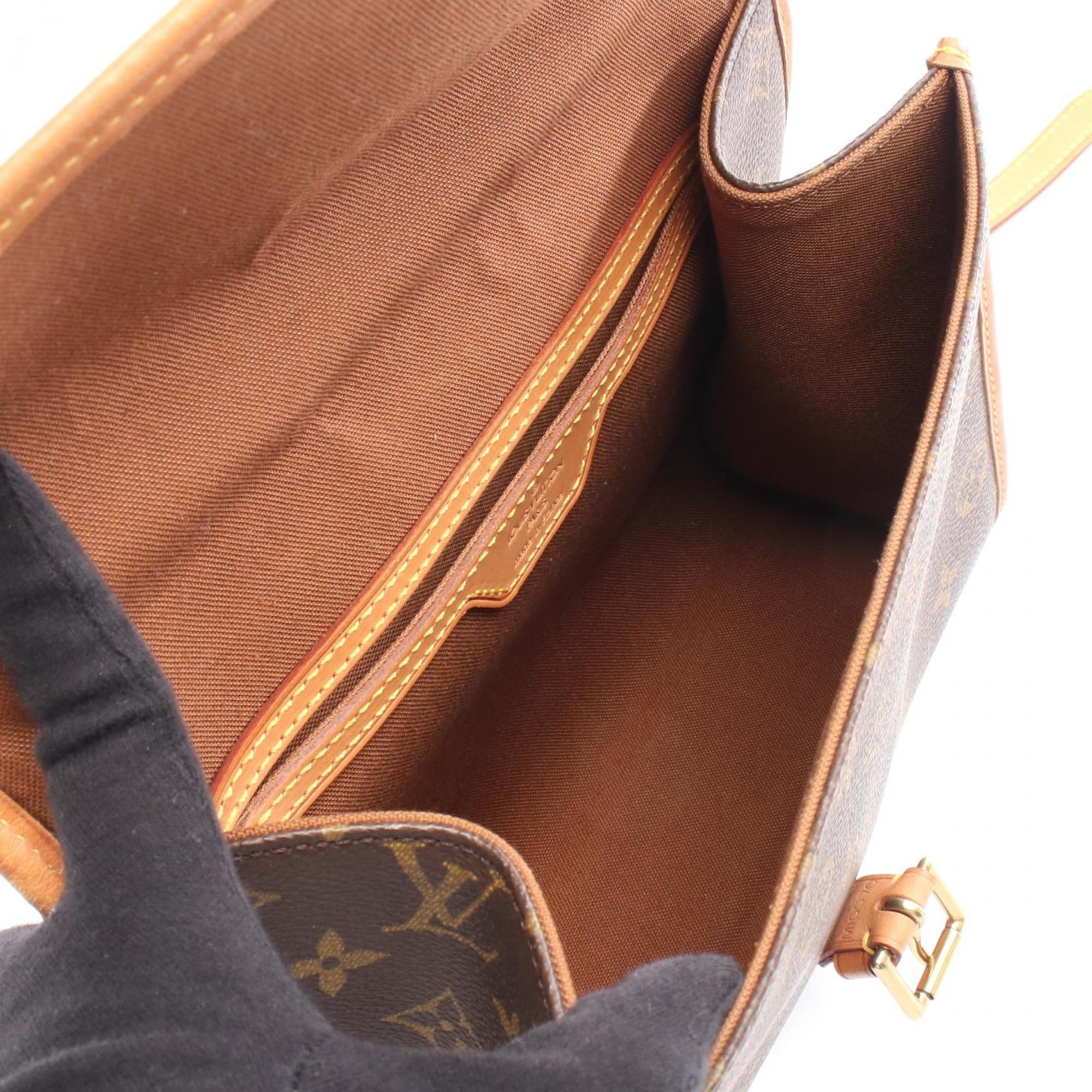 Louis Vuitton Monogram Brown Coated Canvas Leather Handbag