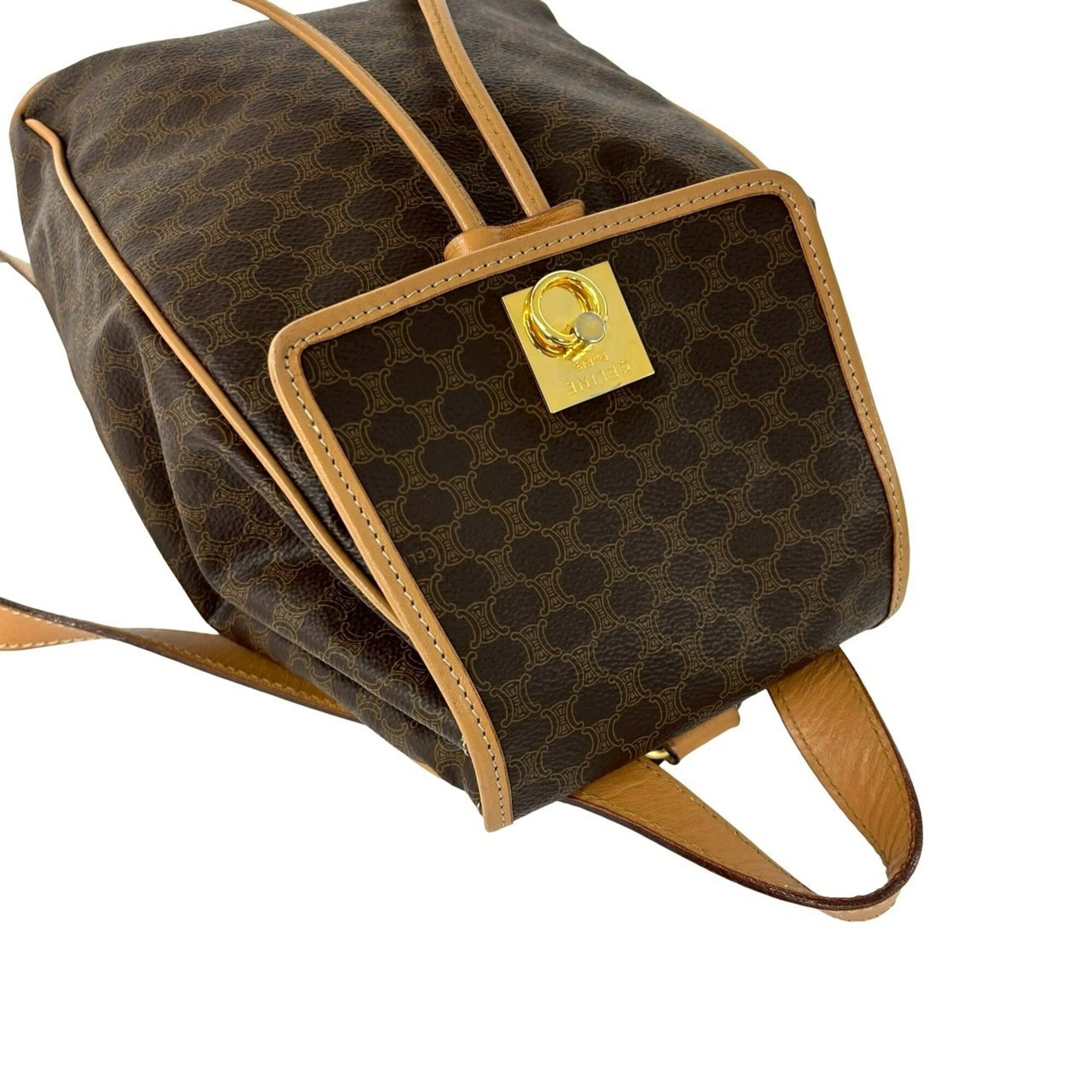 Celine Brown Leather Pvc Backpack