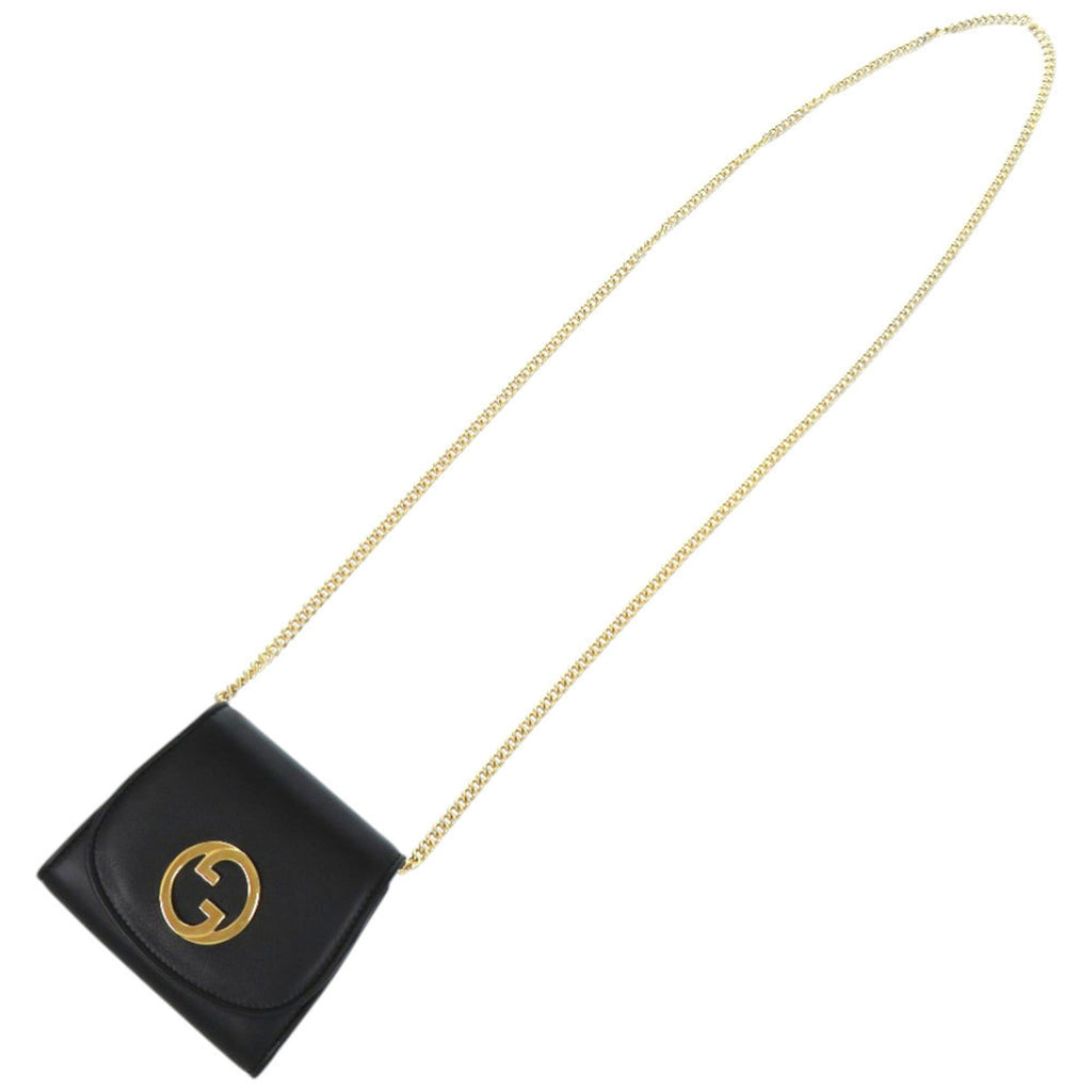 Gucci Black Leather Chain/Shoulder Wallet (Pre-Owned)