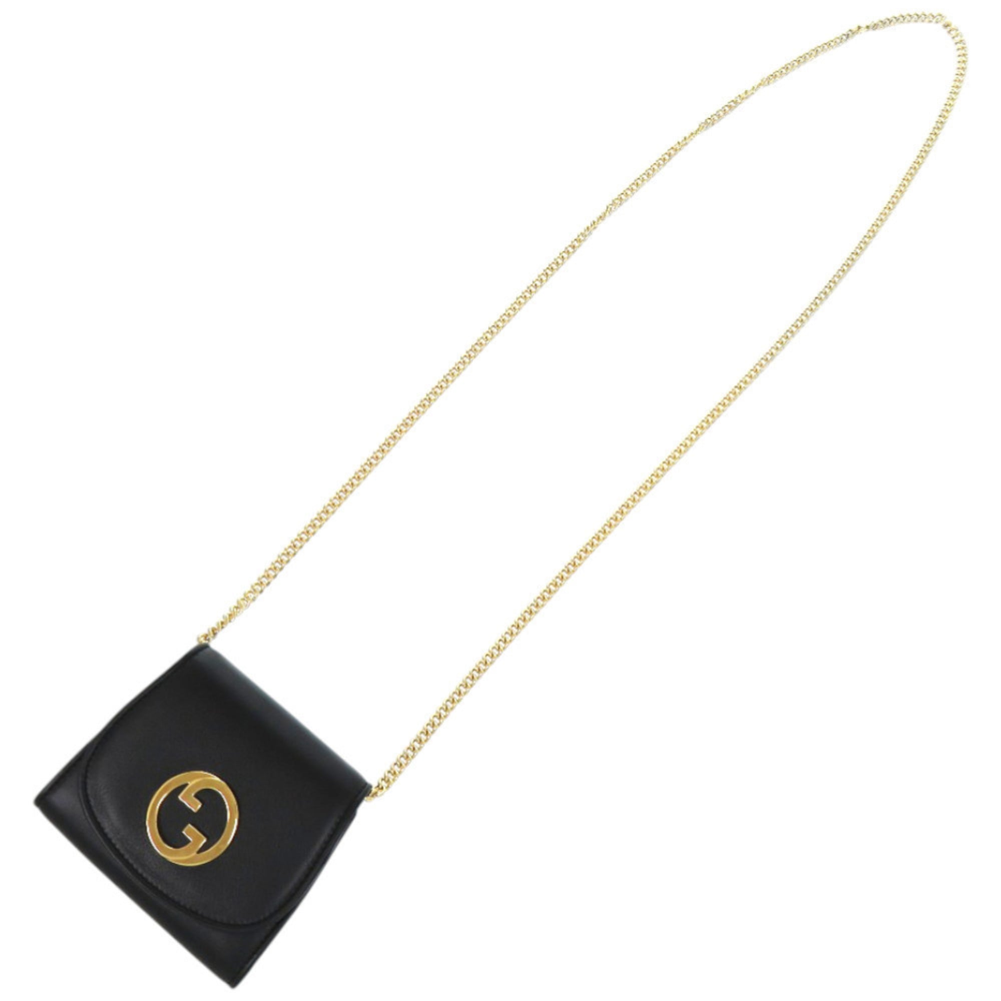 Gucci Black Leather Chain/Shoulder Wallet (Pre-Owned)
