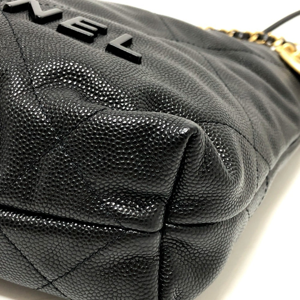 Chanel Black Grained Calfskin Shoulder Bag