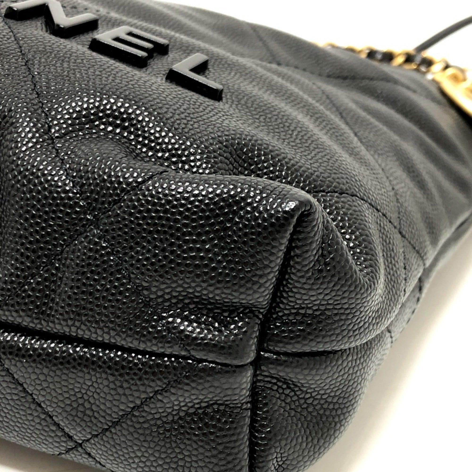 Chanel Black Grained Calfskin Shoulder Bag