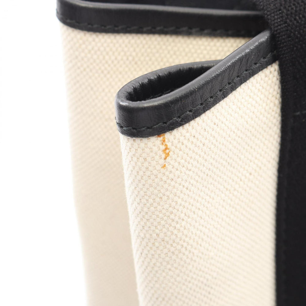 Balenciaga Black Ivory Canvas Leather Handbag Tote