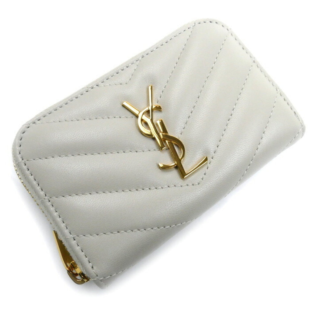 Saint Laurent Ivory Leather Coin Purse/Coin Case (Pre-Owned)