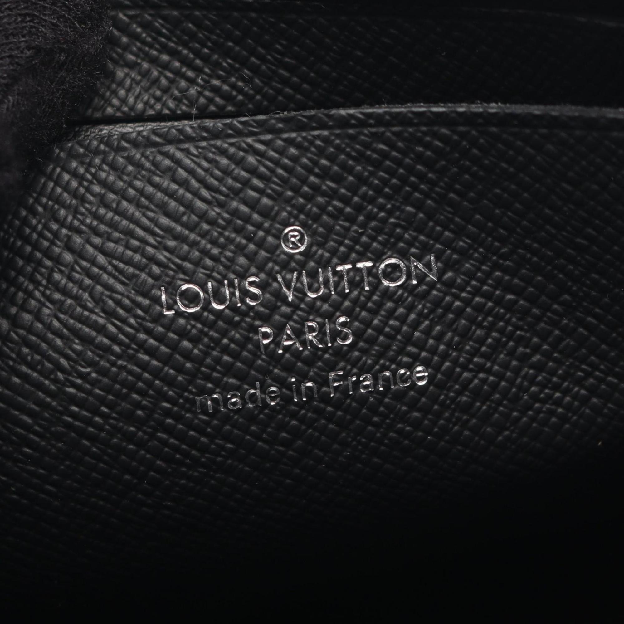Louis Vuitton Black Brown Coated Canvas Leather Shoulder Bag