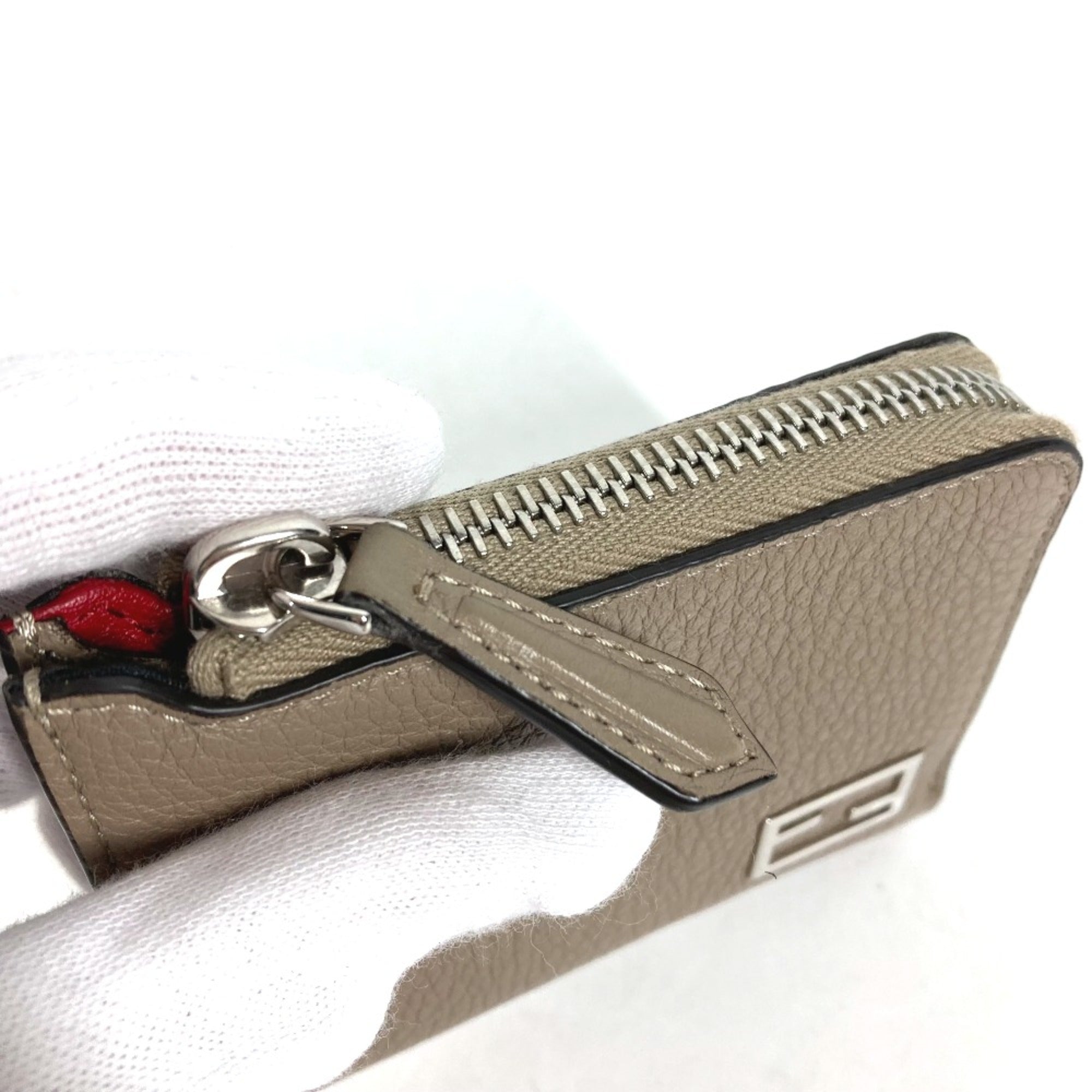 Fendi Beige Leather Coin Purse/Coin Case