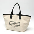 Balenciaga Black White Canvas Leather Tote