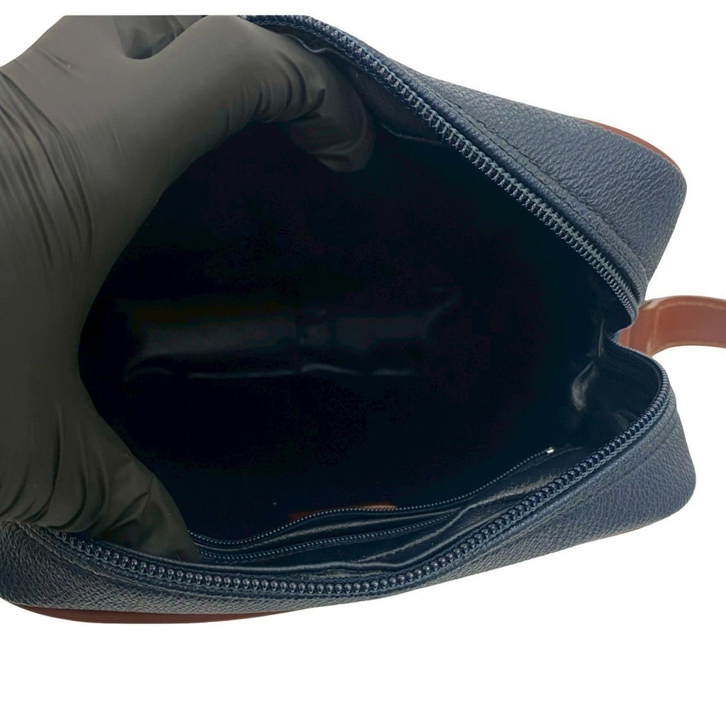 Burberry Brown Navy Leather Pvc Pochette Shoulder Bag