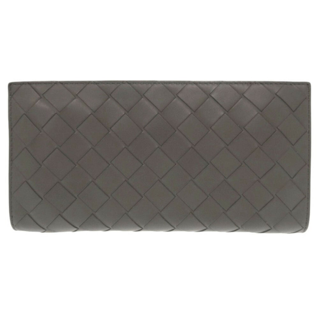 Bottega Veneta Gray Intrecciato Long Wallet (Bi-Fold)