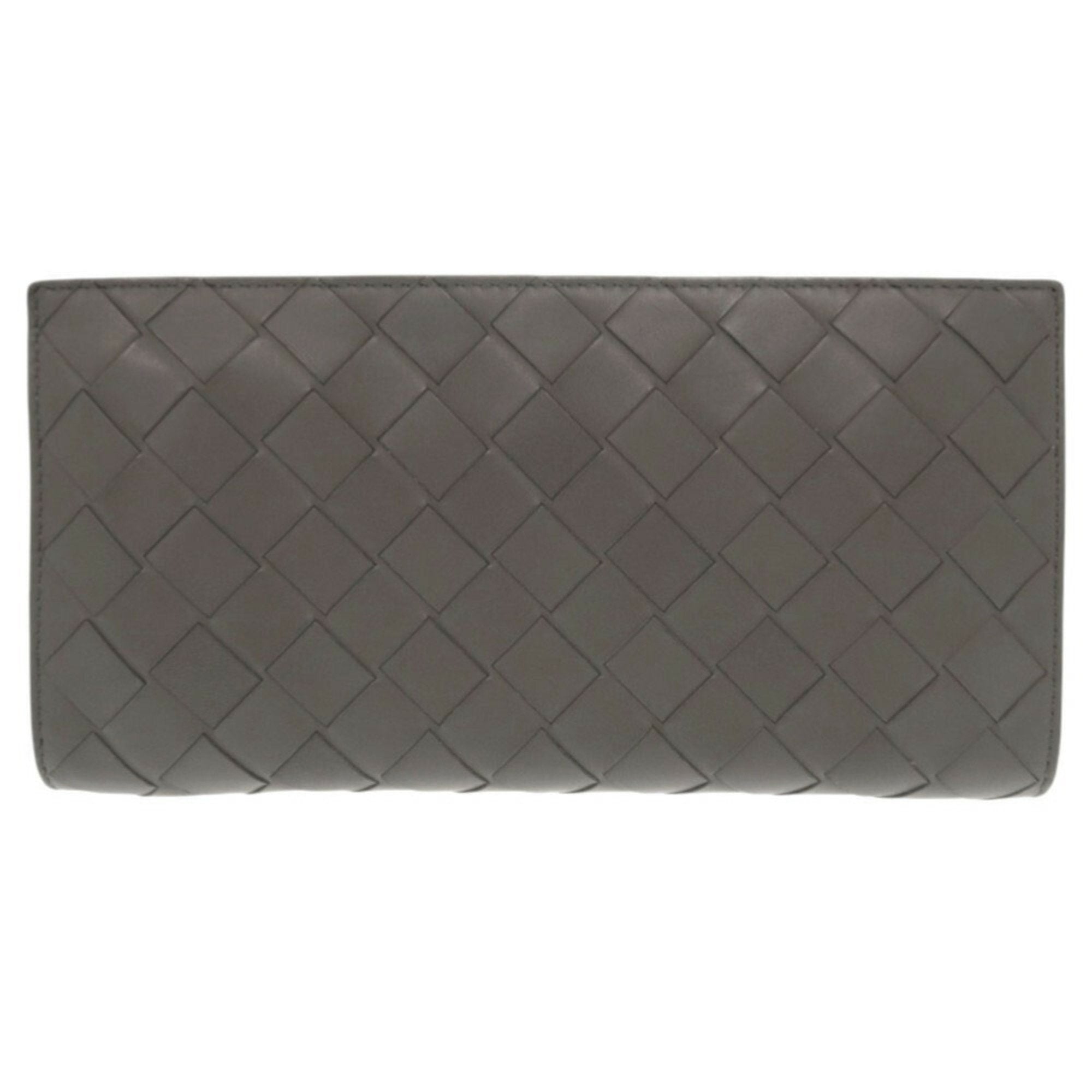 Bottega Veneta Gray Intrecciato Long Wallet (Bi-Fold)