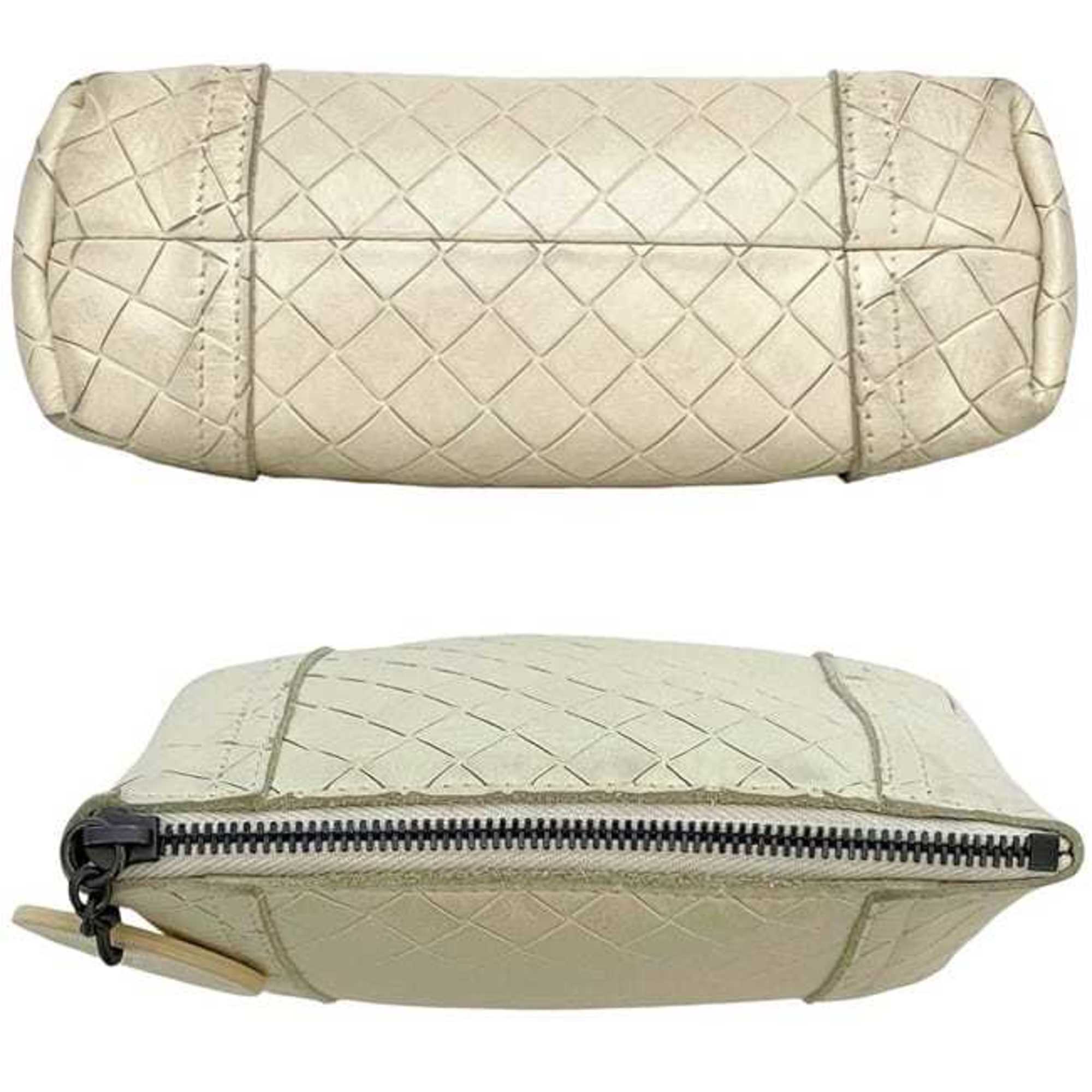 Bottega Veneta White Leather Pouch