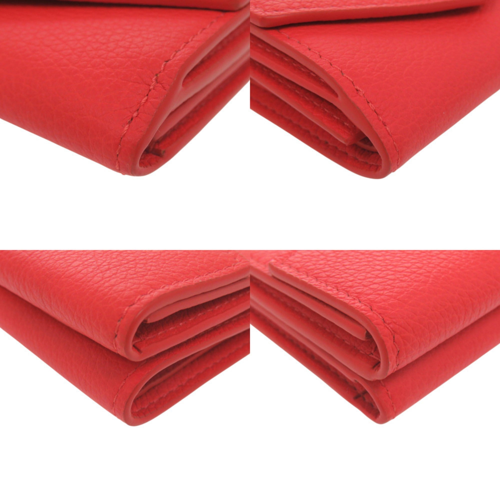 Louis Vuitton Red Color Leather Wallet (Tri-Fold)