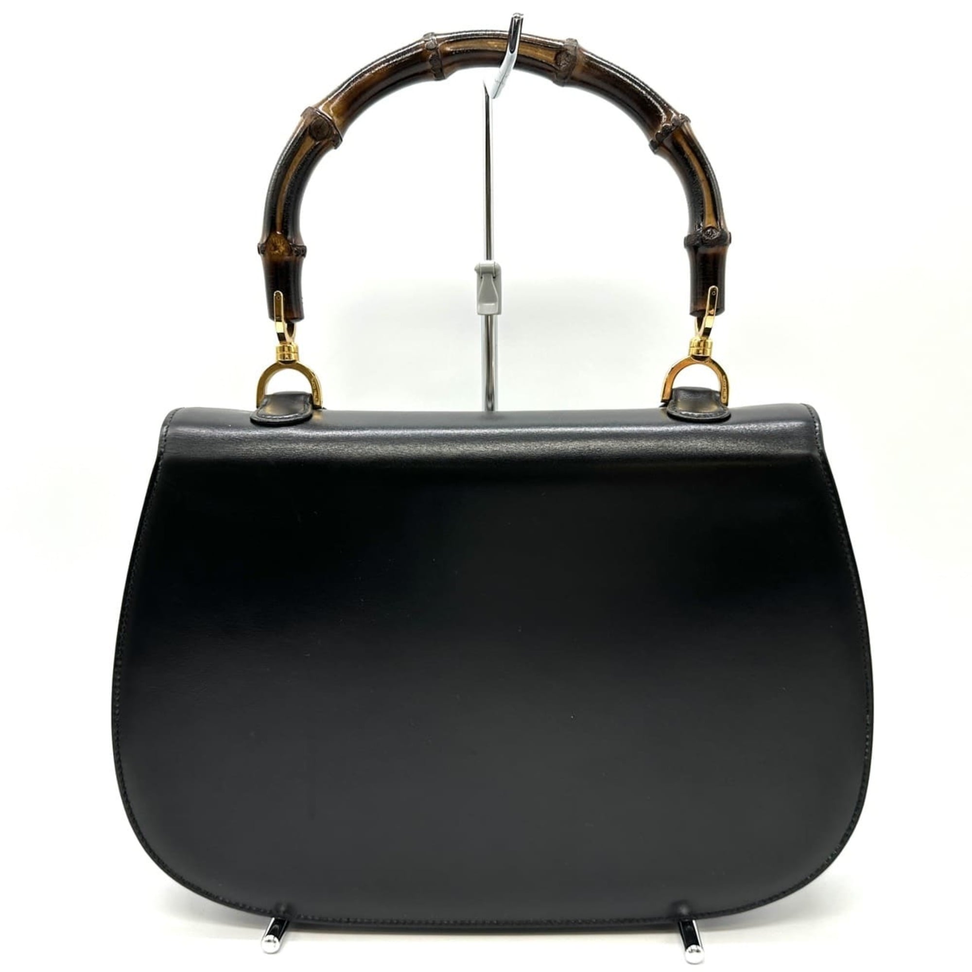 Gucci Black Bamboo Leather Handbag (Pre-Owned)