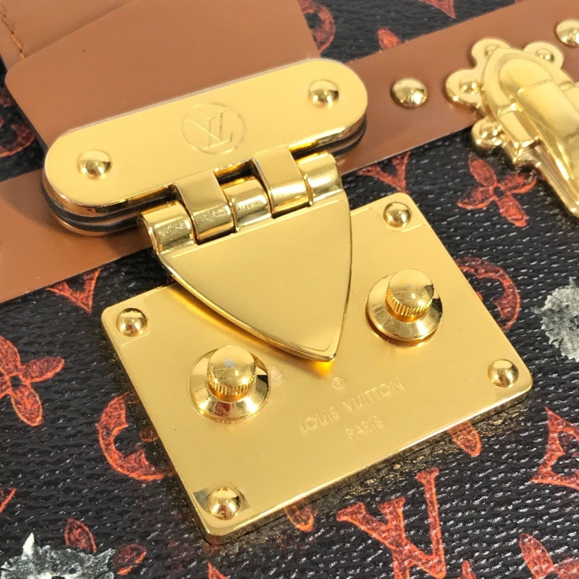 Louis Vuitton Brown Red Color Monogram Canvas Clutch Bag Shoulder Bag
