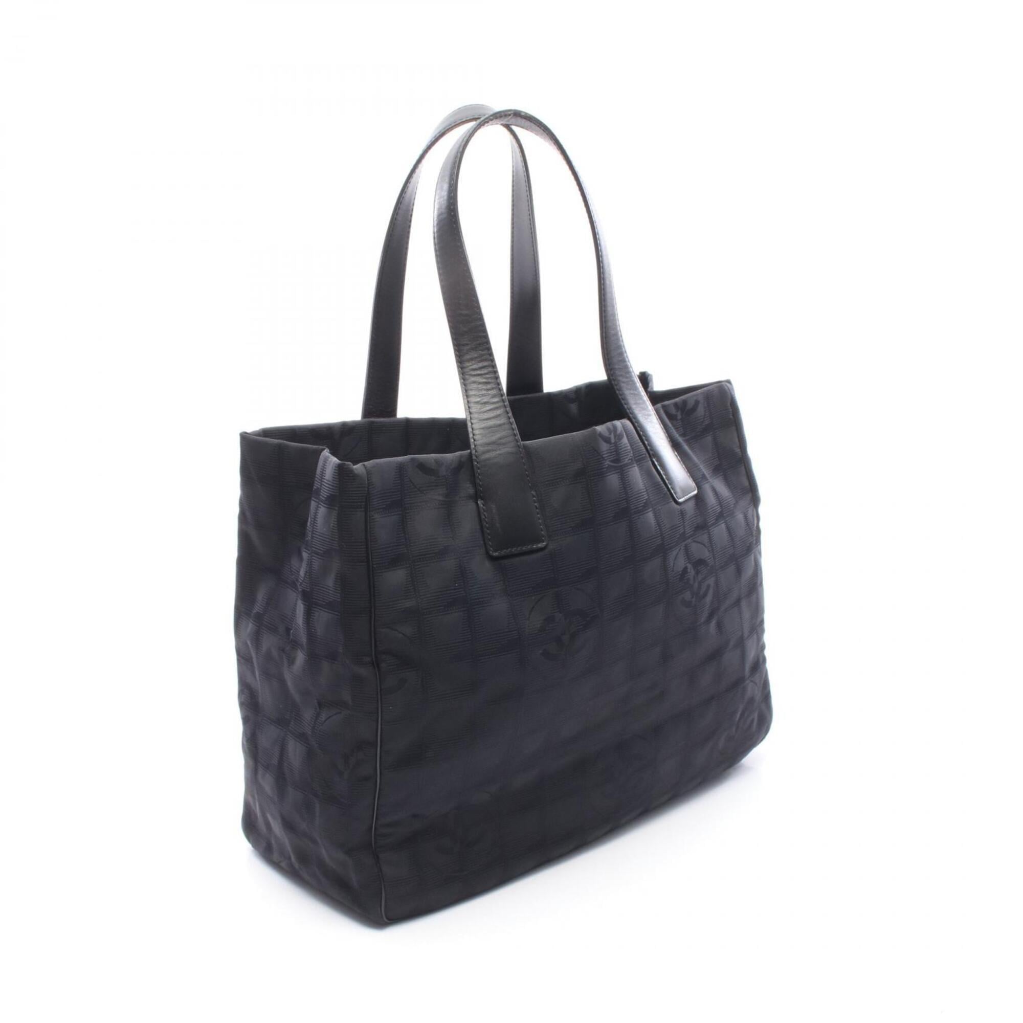 Chanel Black Leather Nylon Canvas Handbag Tote Bag