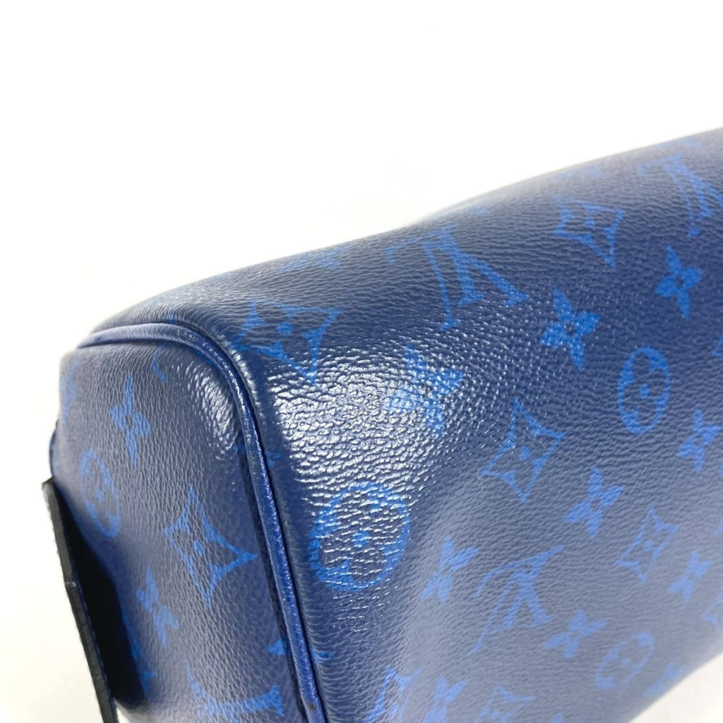 Louis Vuitton Blue Taiga Leather Monogram Canvas Leather Clutch Bag Handbag Pouch