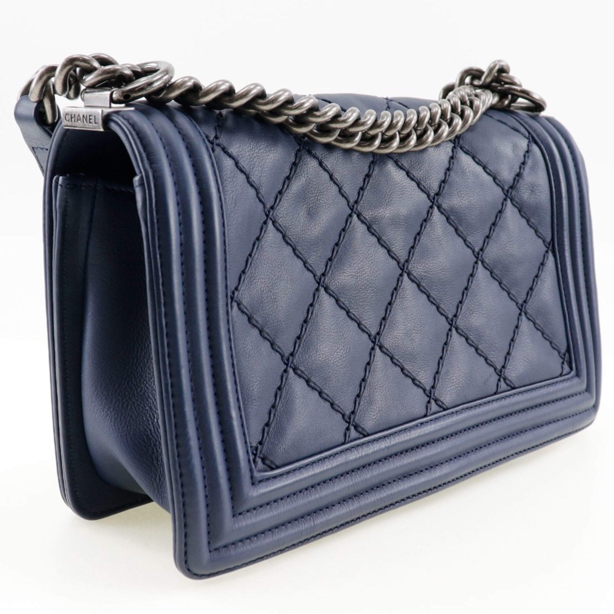 Chanel Navy Leather Shoulder Bag