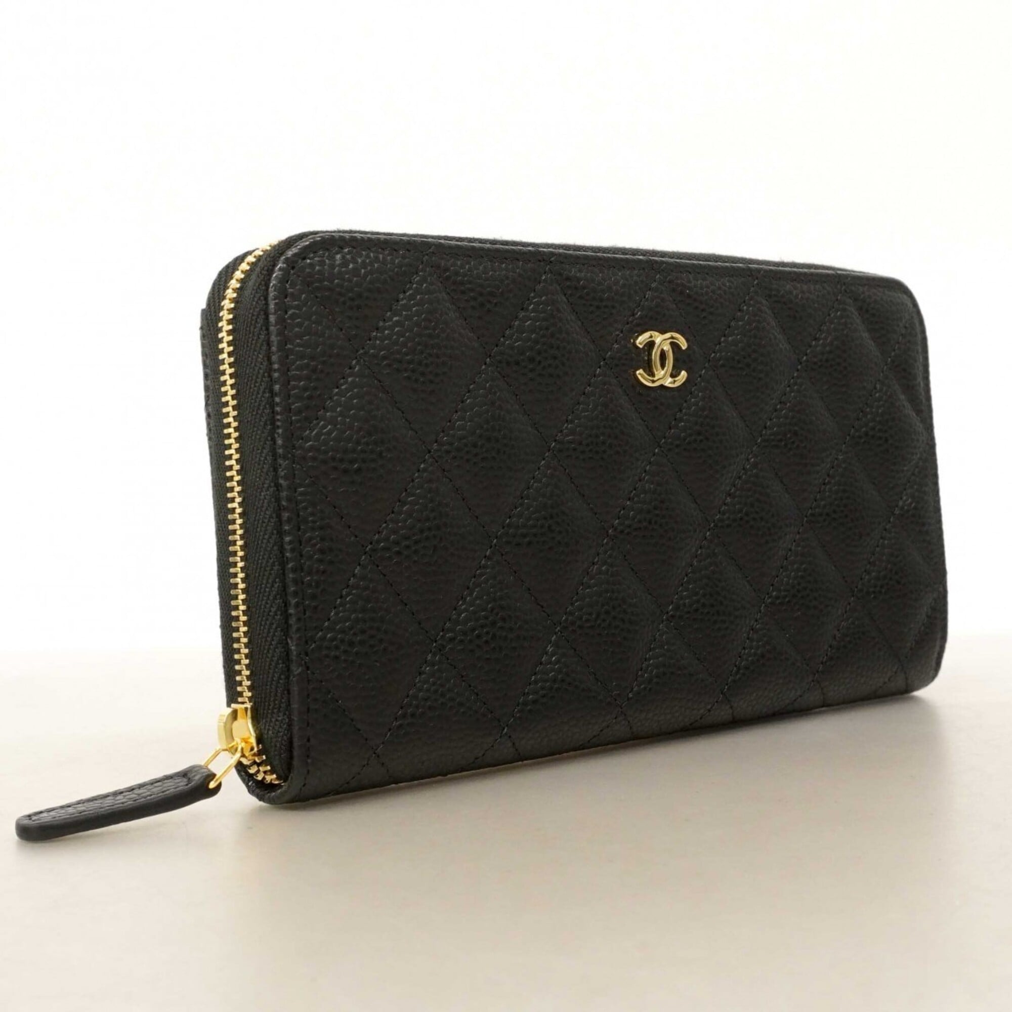 Chanel Black Grained Calfskin Long Wallet (Bi-Fold)