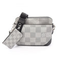 Louis Vuitton Gray White Coated Canvas Leather Shoulder Bag