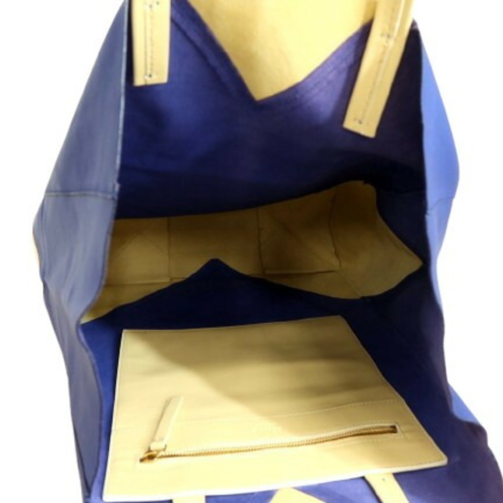 Celine Blue Cream Yellow Leather Handbag Shoulder Bag Tote Bag