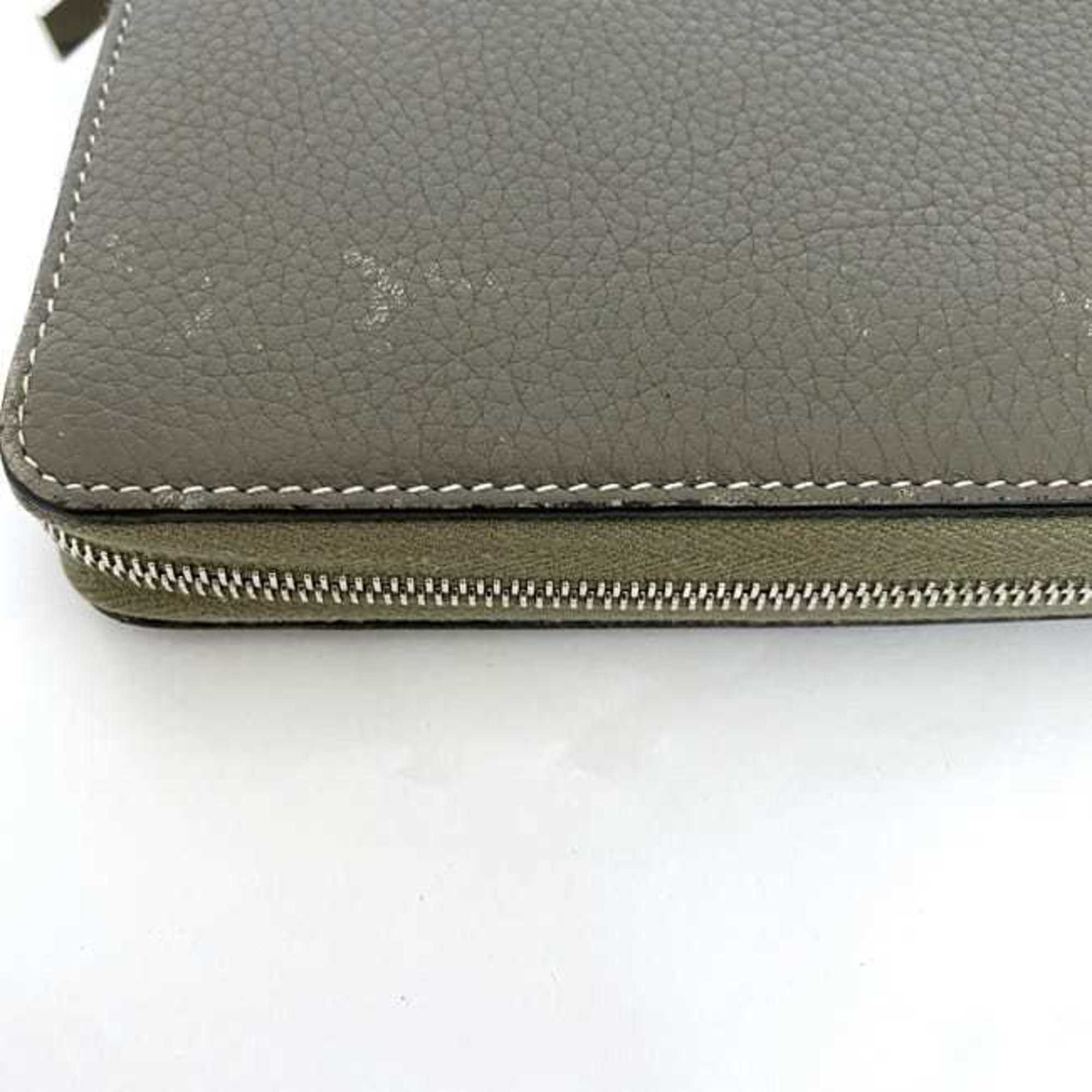 Celine Grayish Leather Long Wallet (Bi-Fold)