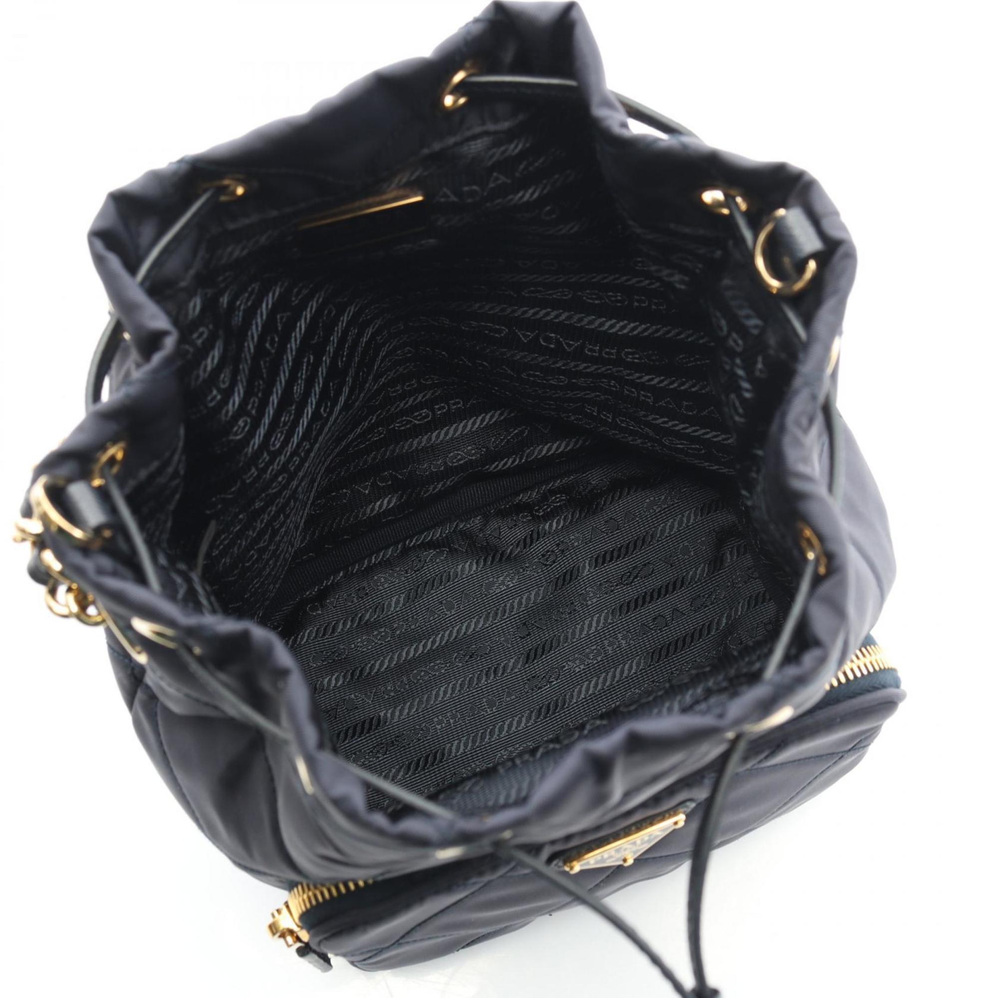 Prada Navy Nylon Saffiano Handbag