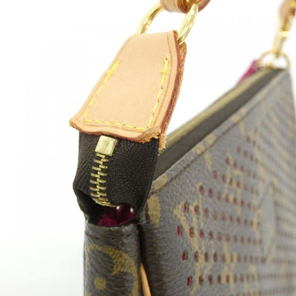 Louis Vuitton Monogram Perfo Fuchsia Marron Coated Canvas Handbag Pochette Pouch
