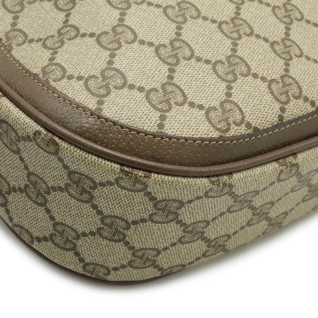 Gucci Gg Plus Beige Brown Green Red Color Coated Canvas Leather Pochette Shoulder Bag (Pre-Owned)