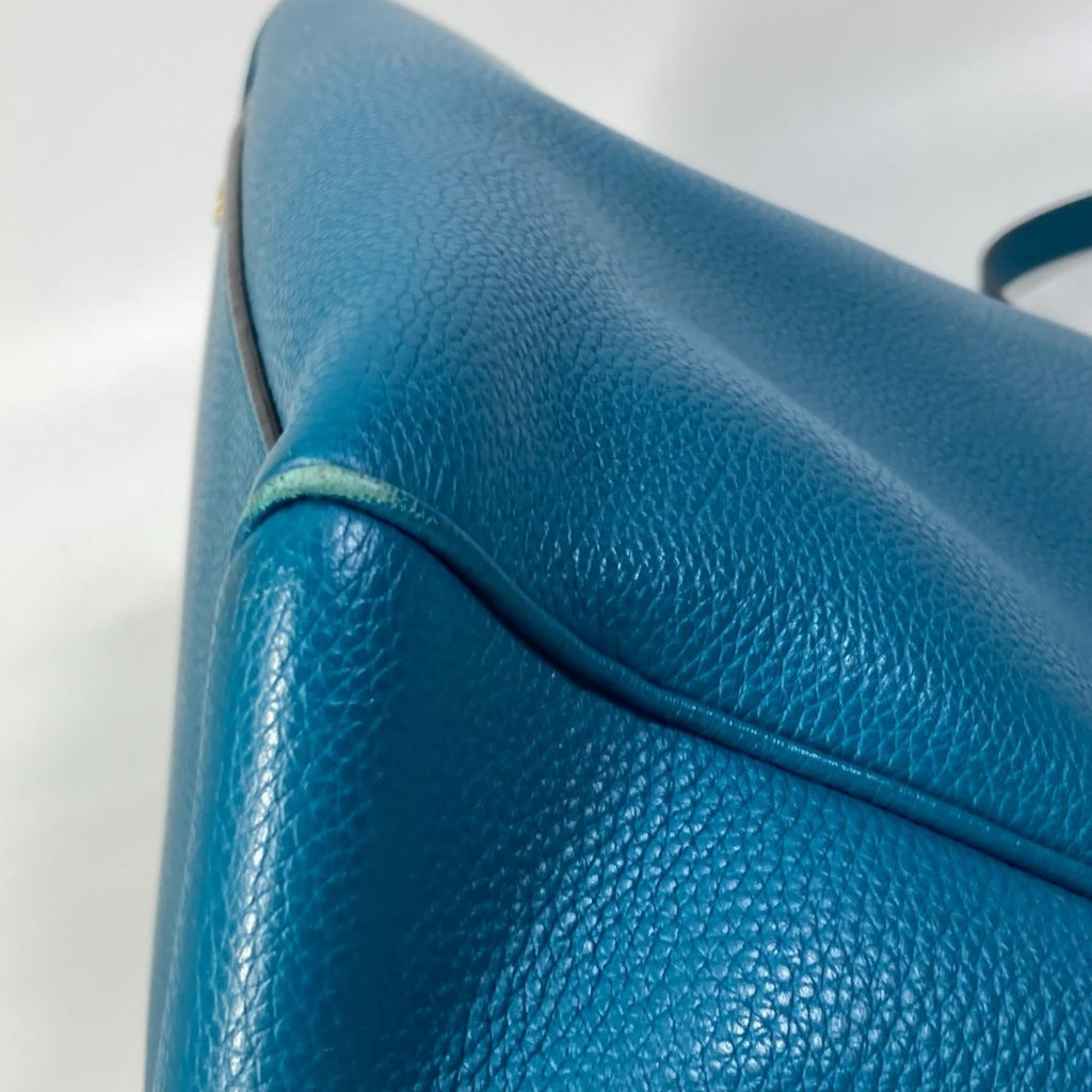 Louis Vuitton Blue Leather Handbag Shoulder Bag Tote Bag