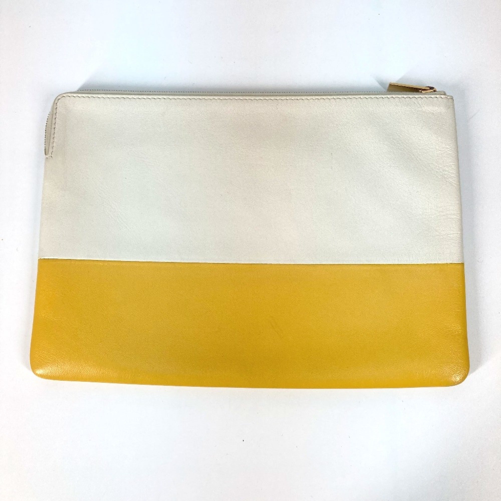 Celine White Leather Clutch Bag