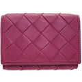 Bottega Veneta Red Color Wine Intrecciato Wallet (Tri-Fold)