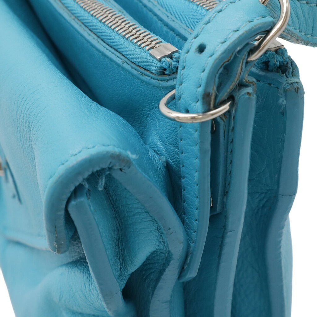Balenciaga Paper Turquoise Leather Clutch Bag Pochette Shoulder