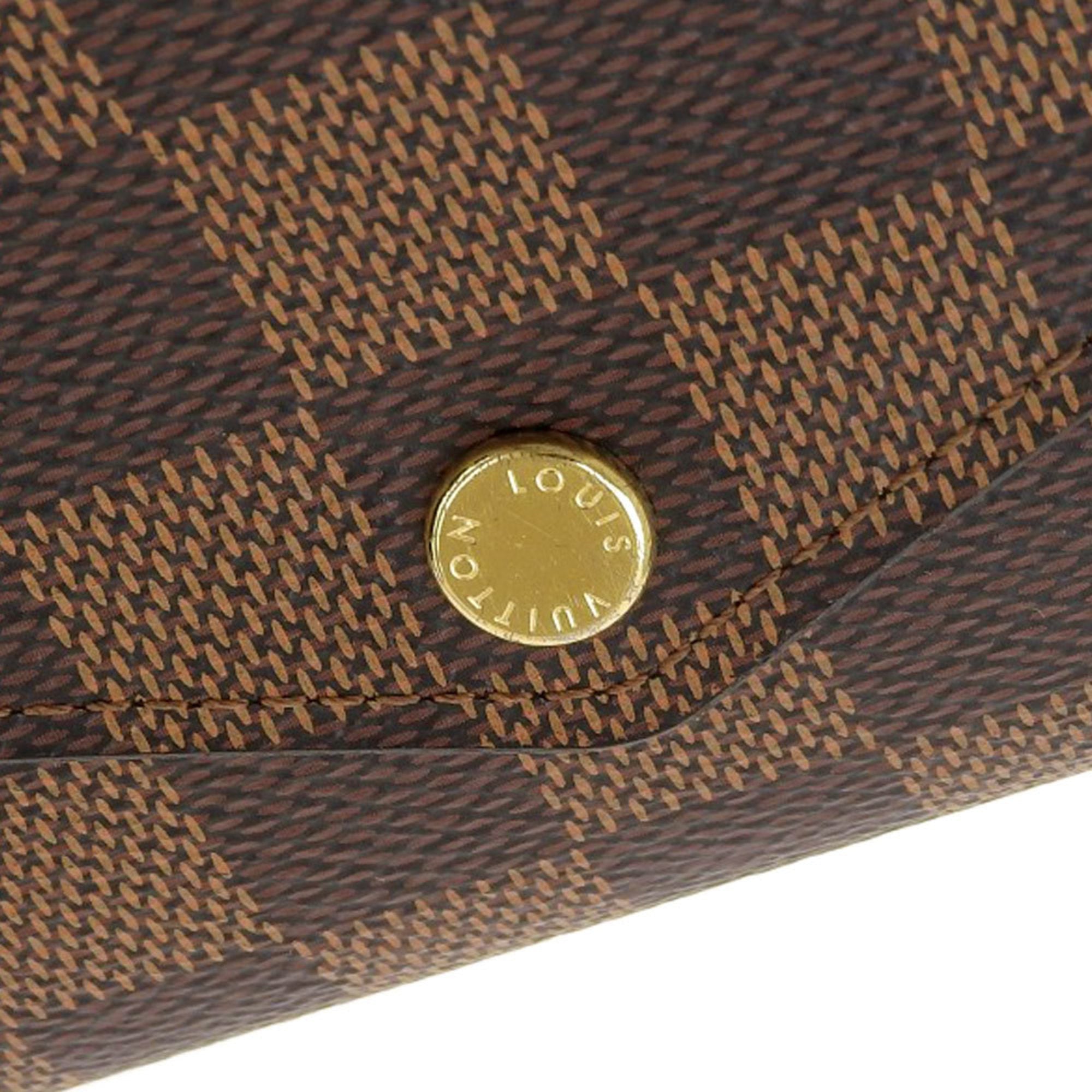 Louis Vuitton Damier Portefeuille Sarah long wallet with hook Ebene N63209