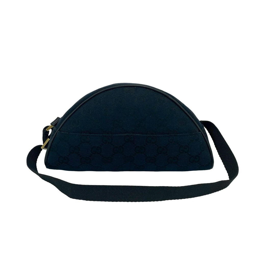 Gucci Black Navy Canvas Leather Handbag Pouch Shoulder Bag (Pre-Owned)