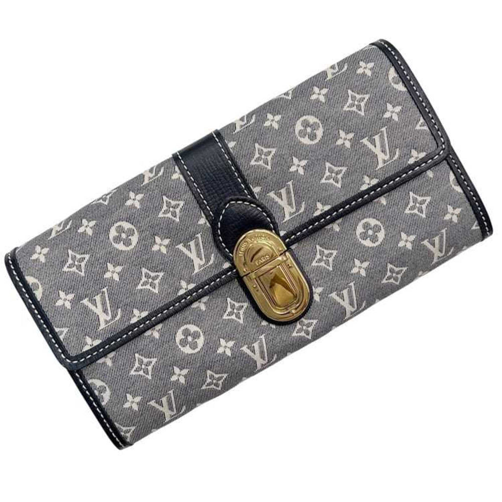Louis Vuitton Gray Navy Canvas Leather Long Wallet