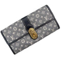 Louis Vuitton Gray Navy Canvas Leather Long Wallet