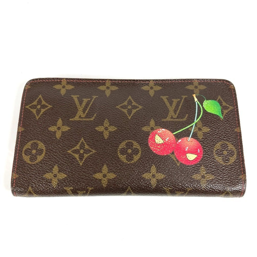 Louis Vuitton Brown Monogram Cherry Red Color Monogram Long Wallet