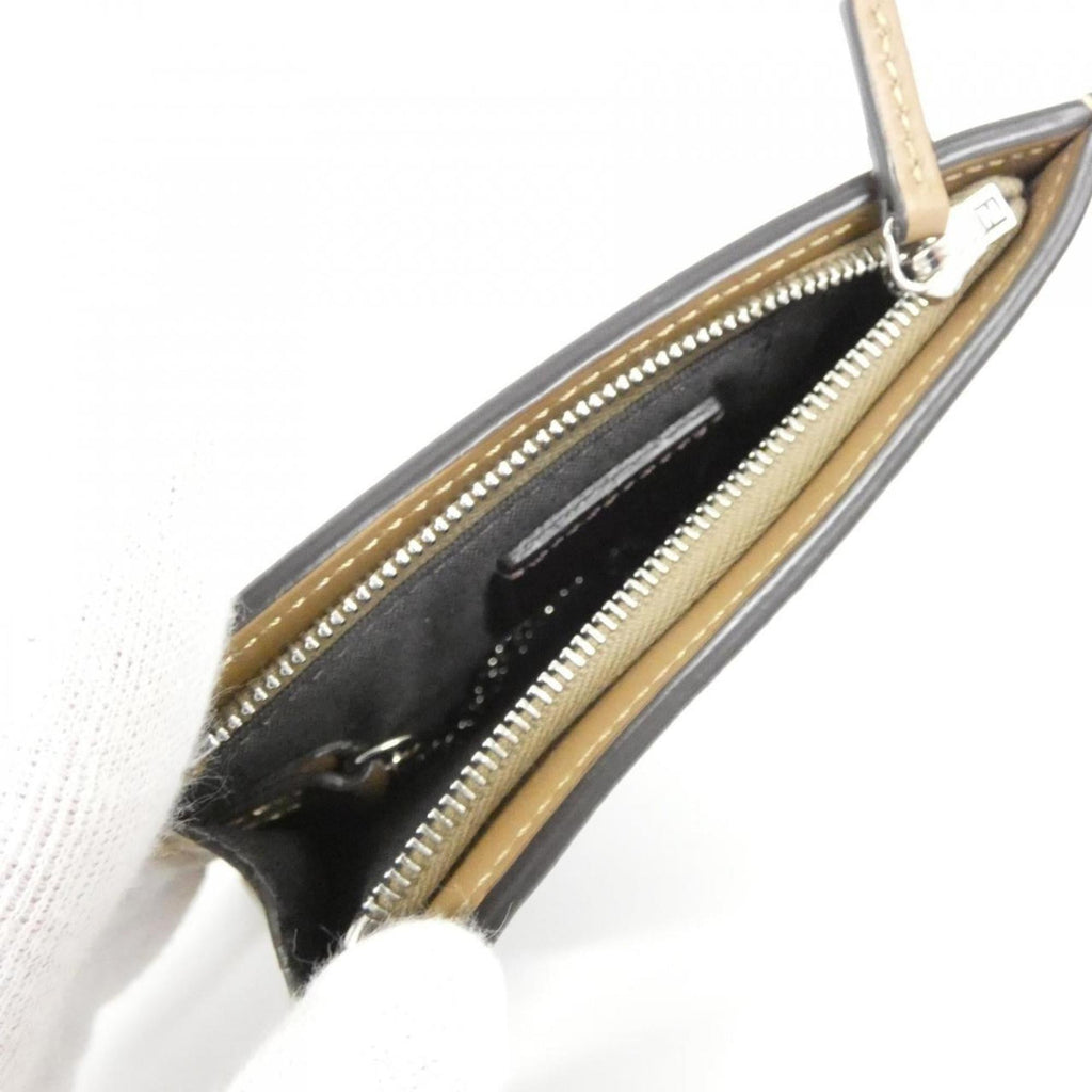 Fendi Silver Sand Canvas Leather Coin Purse/Coin Case