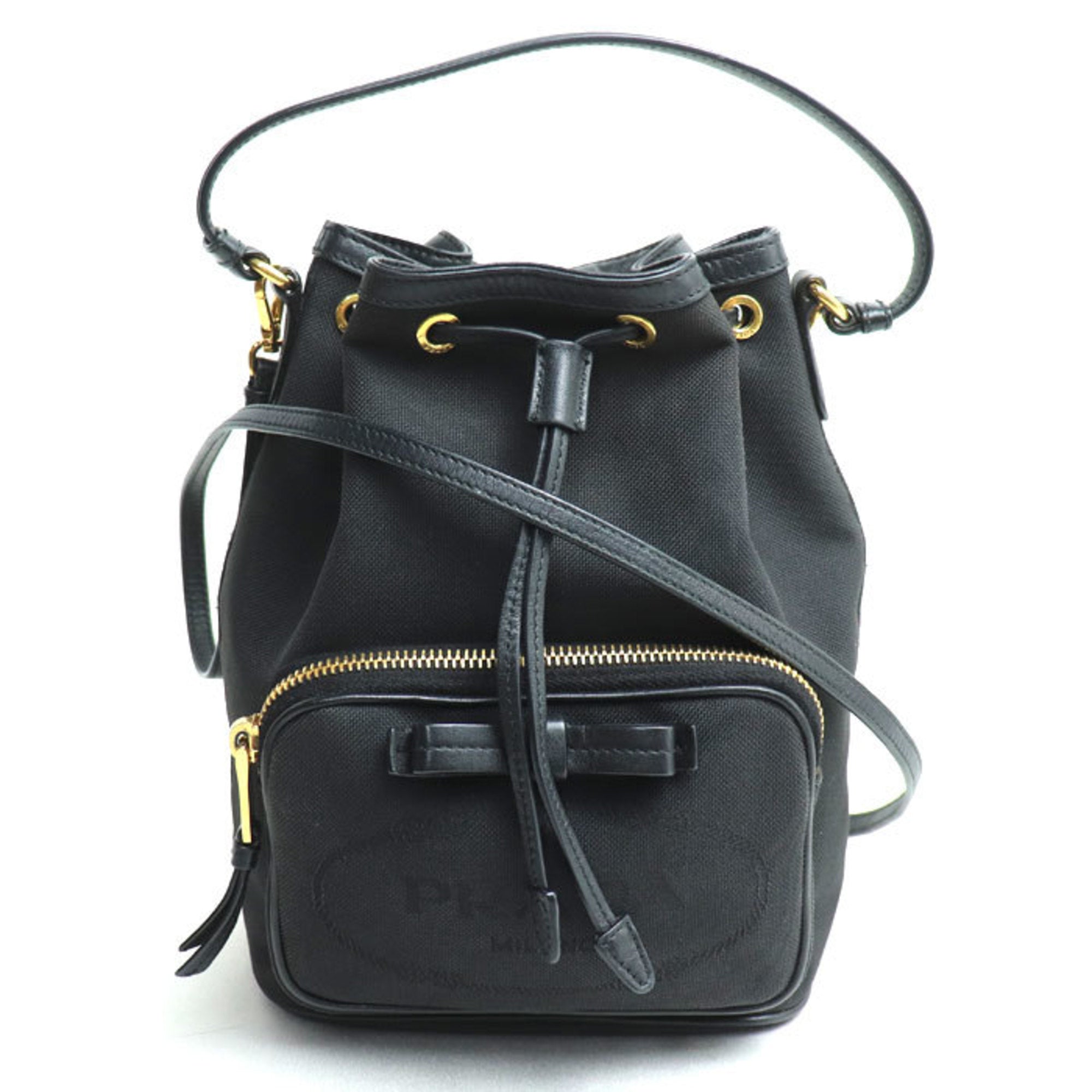 Prada Black Canvas Leather Shoulder Bag