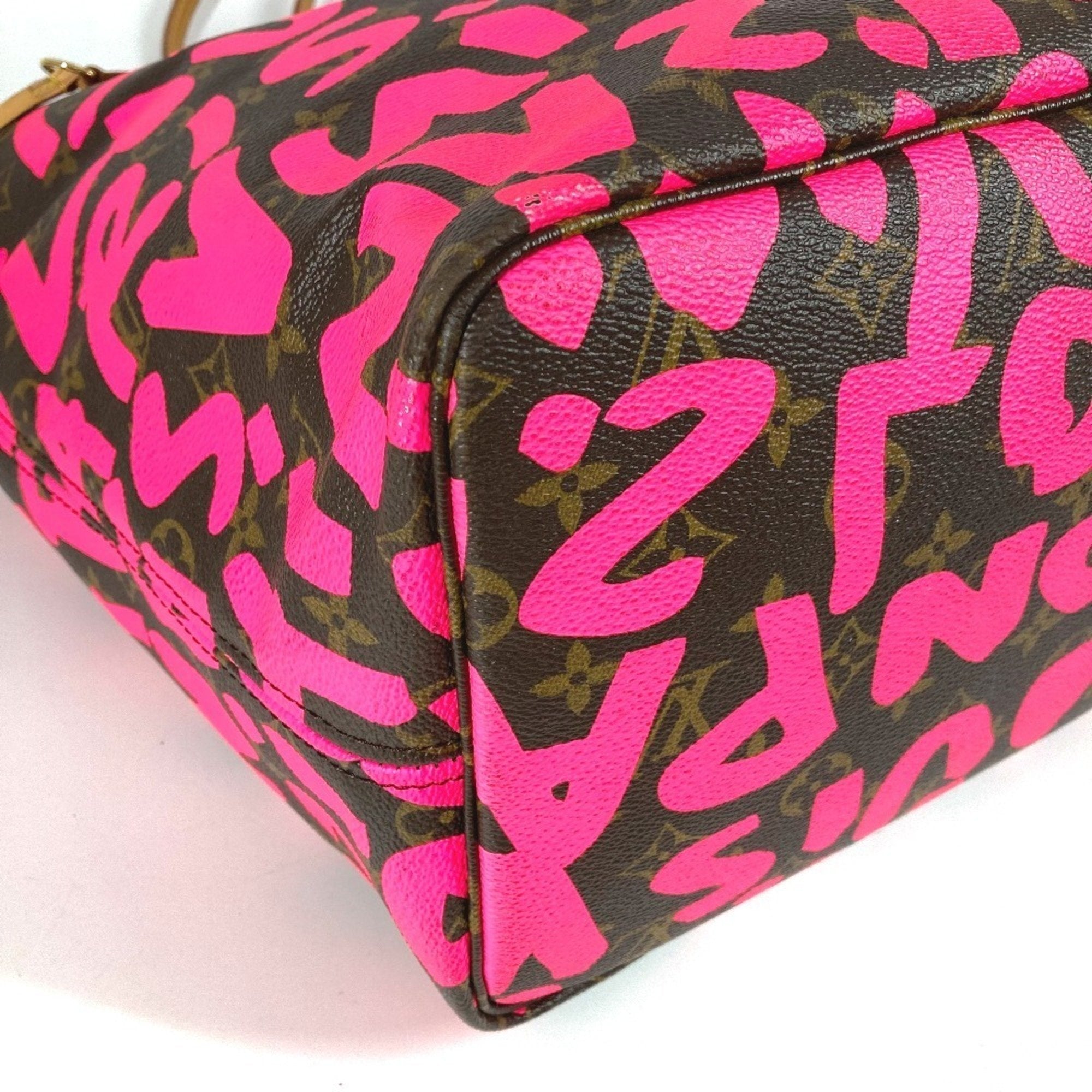 Louis Vuitton Fuchsia Pink Galle Pink Monogram Graffiti Shoulder Bag Tote Bag