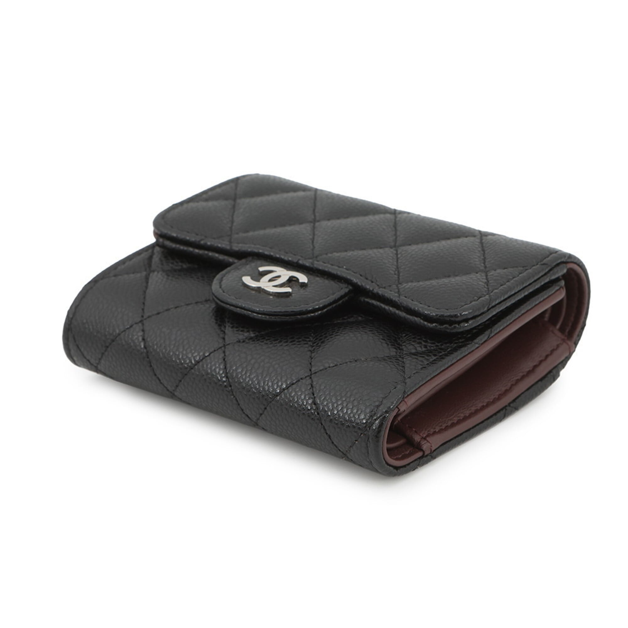 Chanel Black Grained Calfskin Wallet (Tri-Fold)