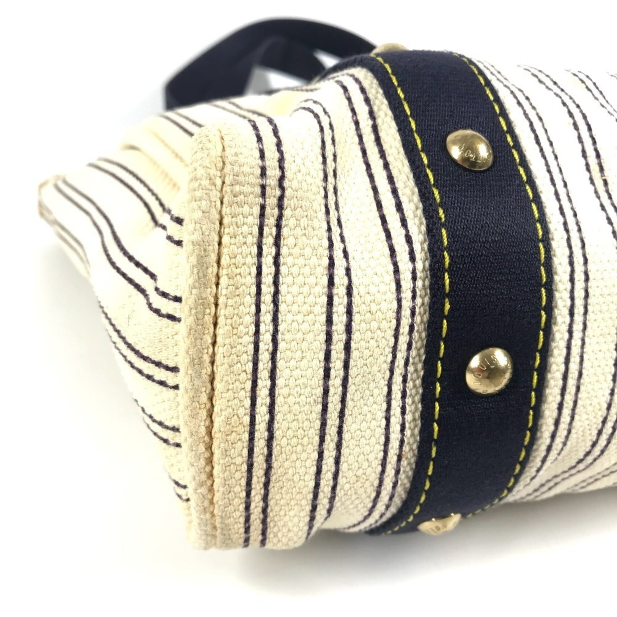 Louis Vuitton Ivory Navy Canvas Shoulder Bag Tote Bag