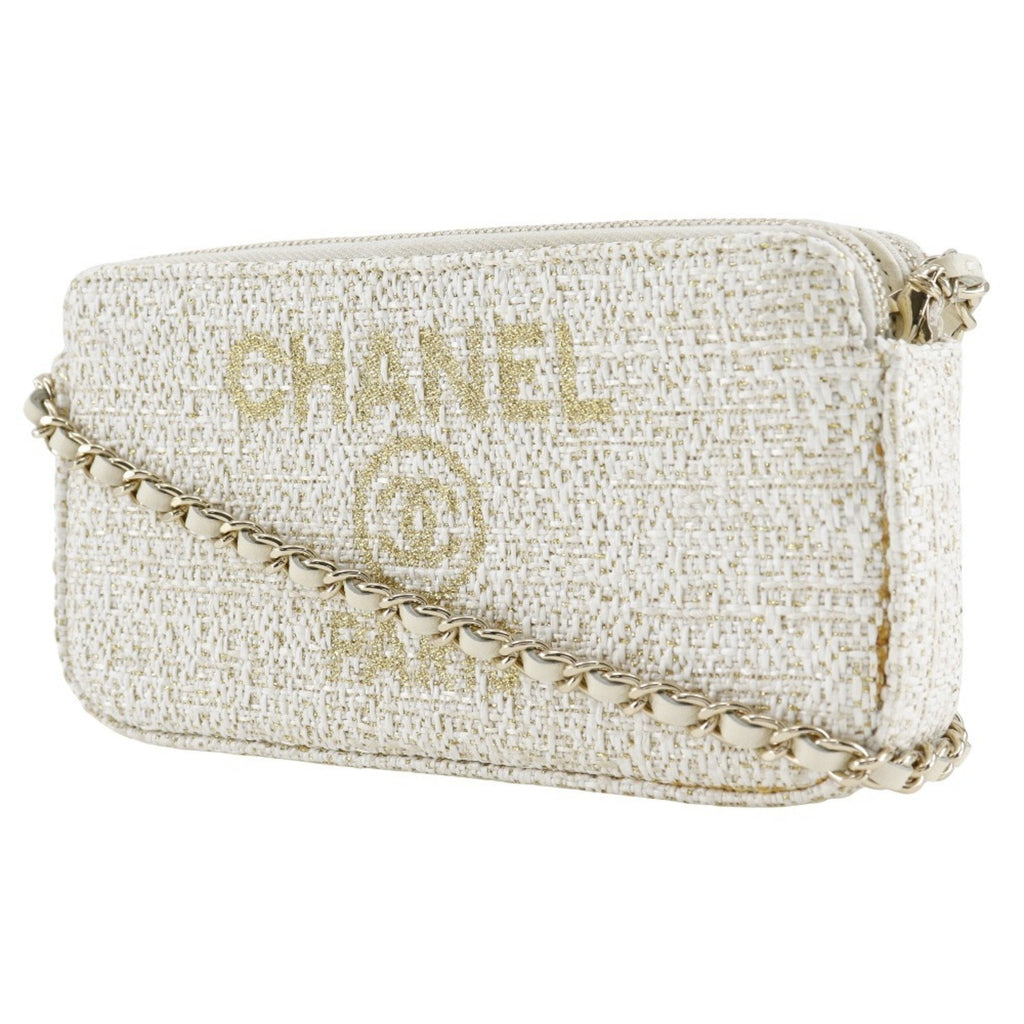 Chanel White Tweed Shoulder Bag